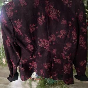 Floral Blazer in Burgundy and Black